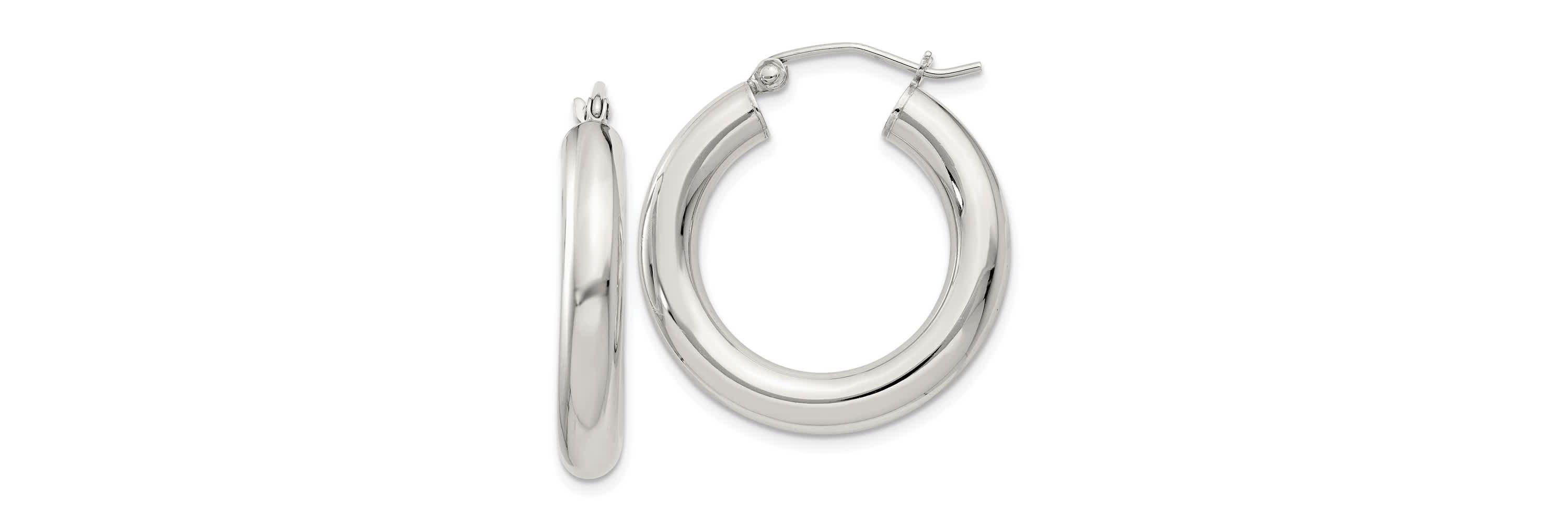 Sterling Silver 4mm Round Hoop Earrings
