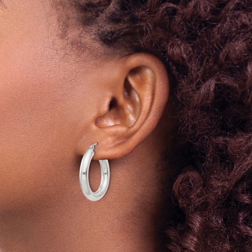 Sterling Silver 4mm Round Hoop Earrings