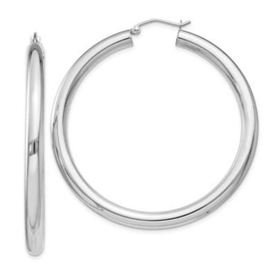 Belk & Co Sterling Silver Rhodium-plated 4mm Round Hoop Earrings