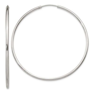 Belk & Co Sterling Silver 2x60mm Endless Hoop Earrings, White