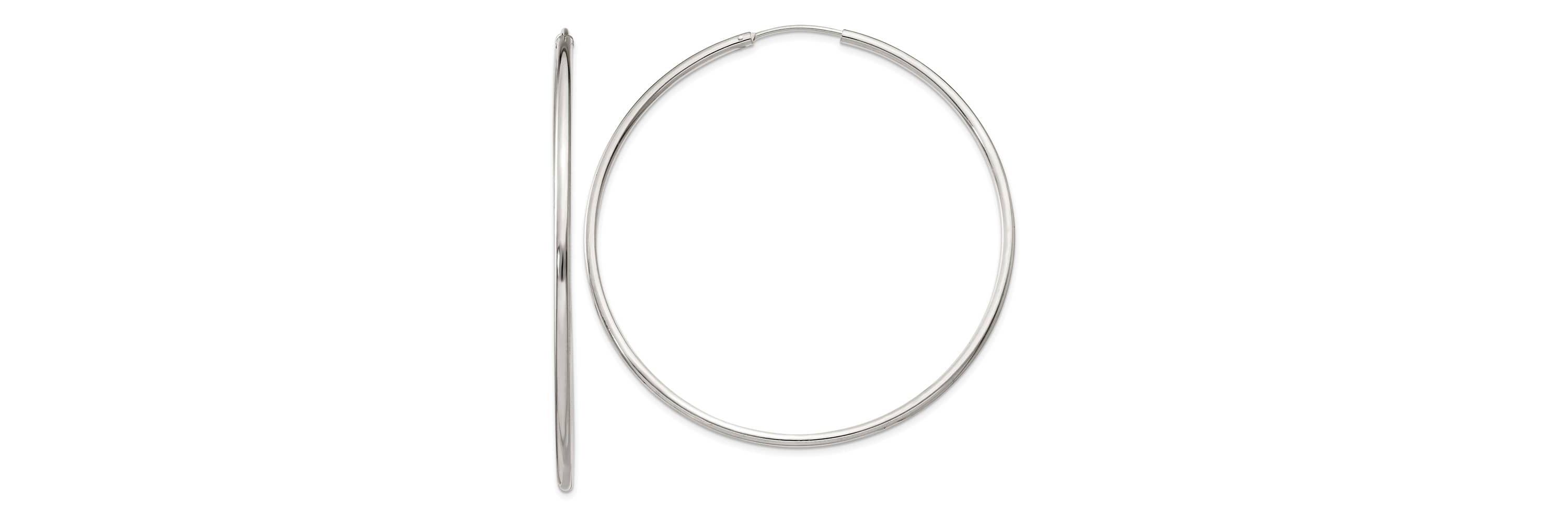 Sterling Silver 2x60mm Endless Hoop Earrings