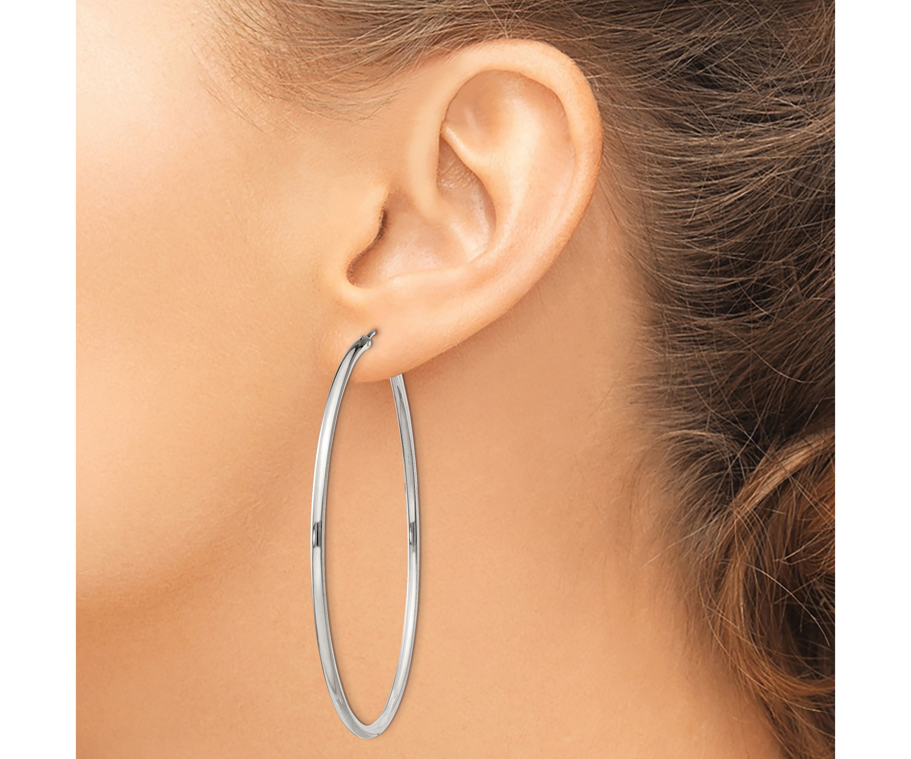 Sterling Silver 2x60mm Endless Hoop Earrings