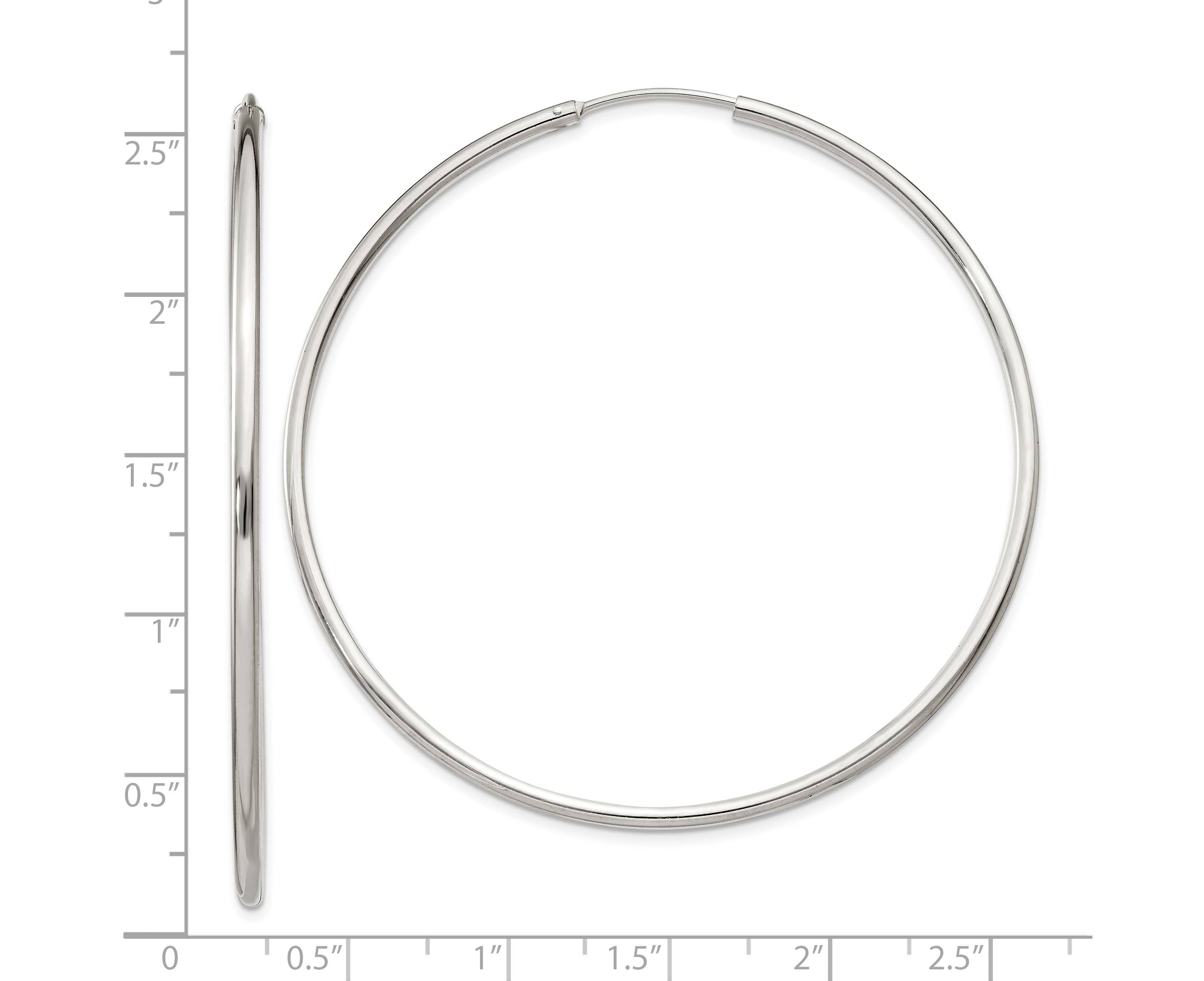 Sterling Silver 2x60mm Endless Hoop Earrings