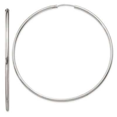 Belk & Co Sterling Silver 2x70mm Endless Hoop Earrings, White