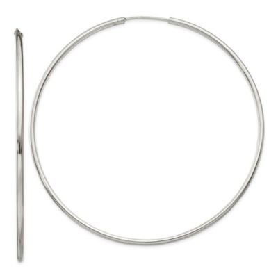Belk & Co Sterling Silver 2x80mm Endless Hoop Earrings, White