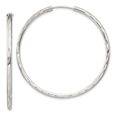 Belk & Co Sterling Silver Diamond-cut 2.5x50mm Endless Hoop Earrings, White