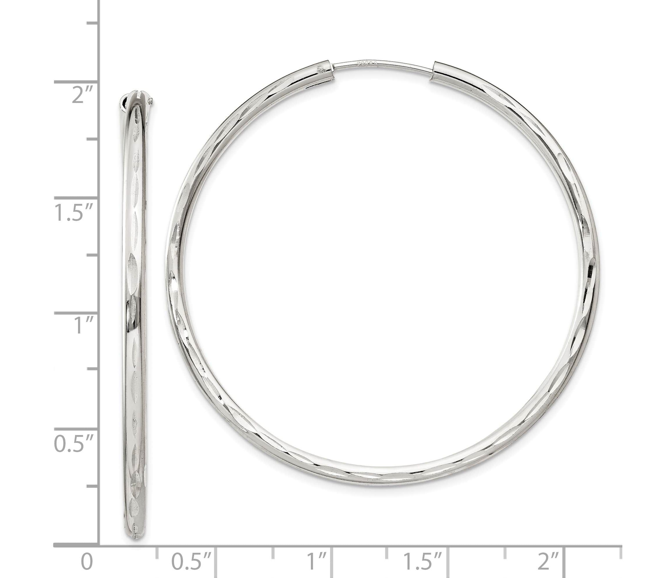 Sterling Silver Diamond-cut 2.5x50mm Endless Hoop Earrings