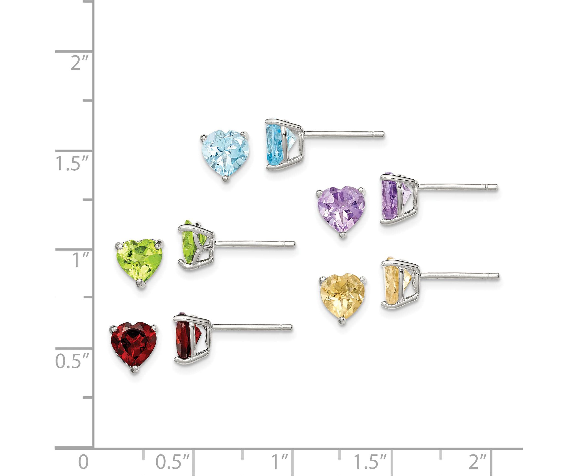 7.7 ct. t.w. Amethyst, Garnet, Citrine, Peridot and Swiss Blue Topaz Post Earring Set in Rhodium-plated Sterling Silver