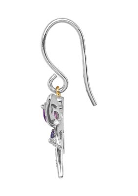 5/8 ct. t.w Amethyst, 1/4 ct. t.w. Lolite and 1/10 ct. t.w. Diamond Dragonfly Earrings in Sterling Silver and 14K Gold True Two-Tone