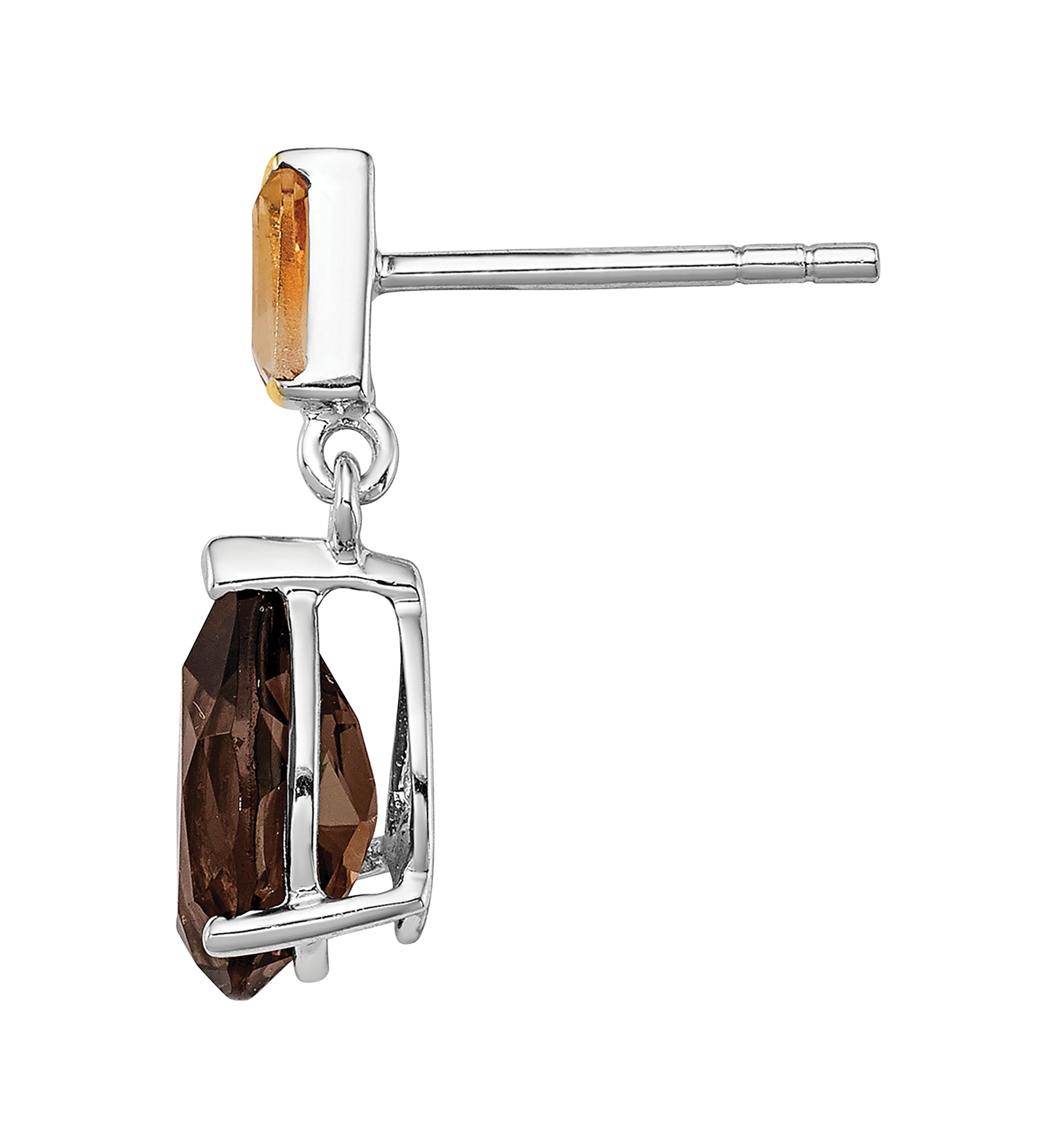 3.05 ct. t.w. Smoky Quartz and 3/8 ct. t.w. Citrine Earrings in Sterling Silver and 14K Gold True Two-Tone Accent