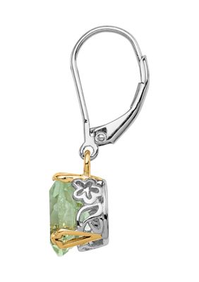 3.5 ct. t.w. Green Quartz Leverback Earrings in Sterling Silver and 14K Gold True Two-Tone