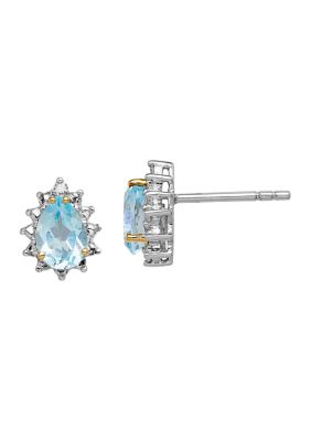 Belk & Co 2 ct. t.w. Sky Blue Topaz and 1/10 ct. t.w. Diamond Earrings in Sterling Silver and 14K Gold True Two-tone