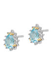 2 ct. t.w. Sky Blue Topaz and 1/10 ct. t.w. Diamond Earrings in Sterling Silver and 14K Gold True Two-tone