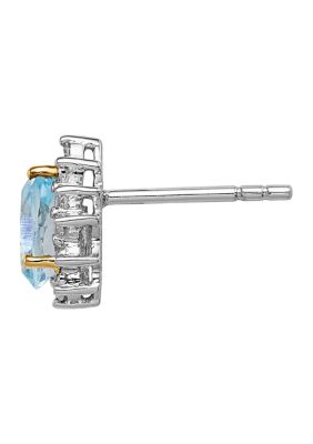 2 ct. t.w. Sky Blue Topaz and 1/10 ct. t.w. Diamond Earrings in Sterling Silver and 14K Gold True Two-tone