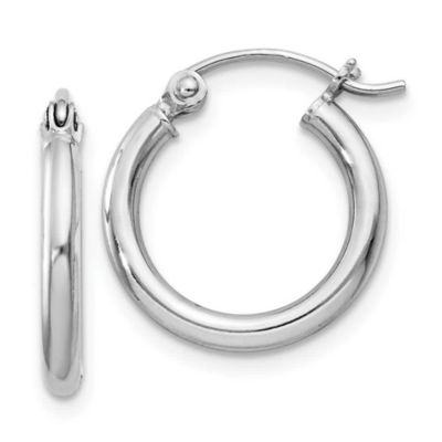 Belk & Co Sterling Silver Rhodium-plated 2mm Round Hoop Earrings, White