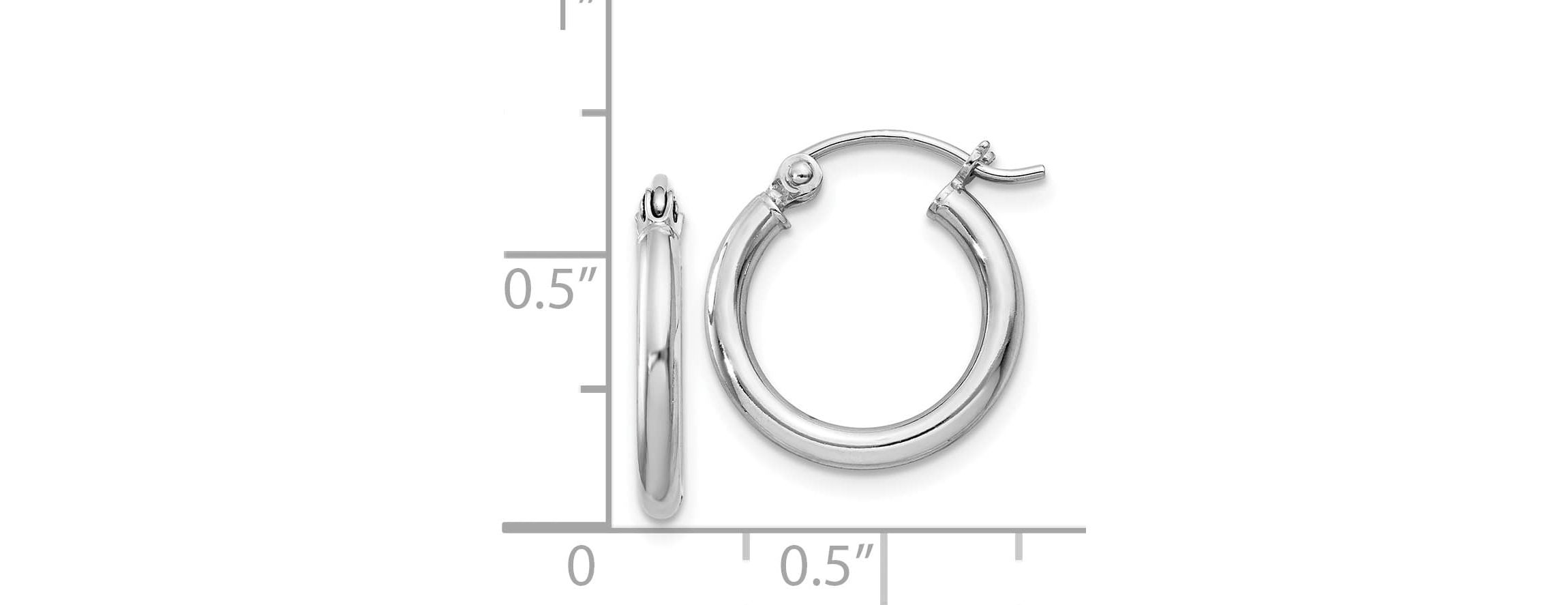 Sterling Silver Rhodium-plated 2mm Round Hoop Earrings