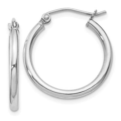 Belk & Co Sterling Silver Rhodium-plated 2mm Round Hoop Earrings, White