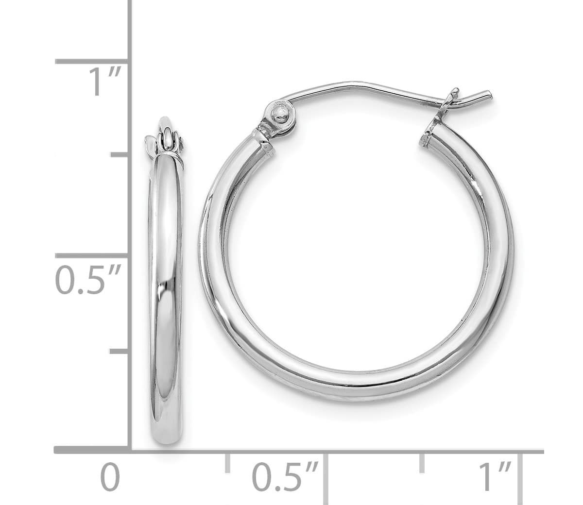 Sterling Silver Rhodium-plated 2mm Round Hoop Earrings