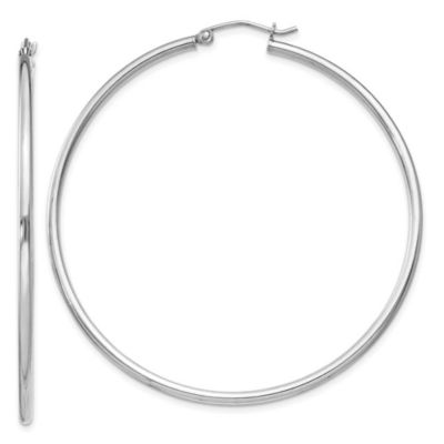Belk & Co Sterling Silver Rhodium-plated 2mm Round Hoop Earrings, White