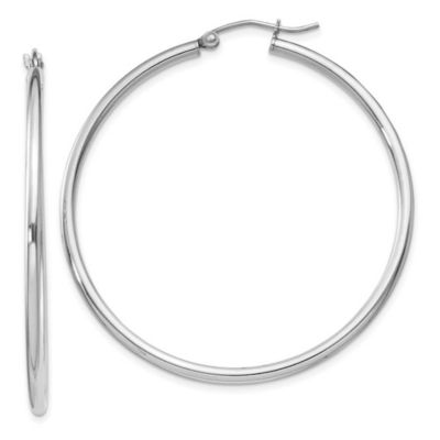 Belk & Co Sterling Silver Rhodium-plated 2mm Round Hoop Earrings, White