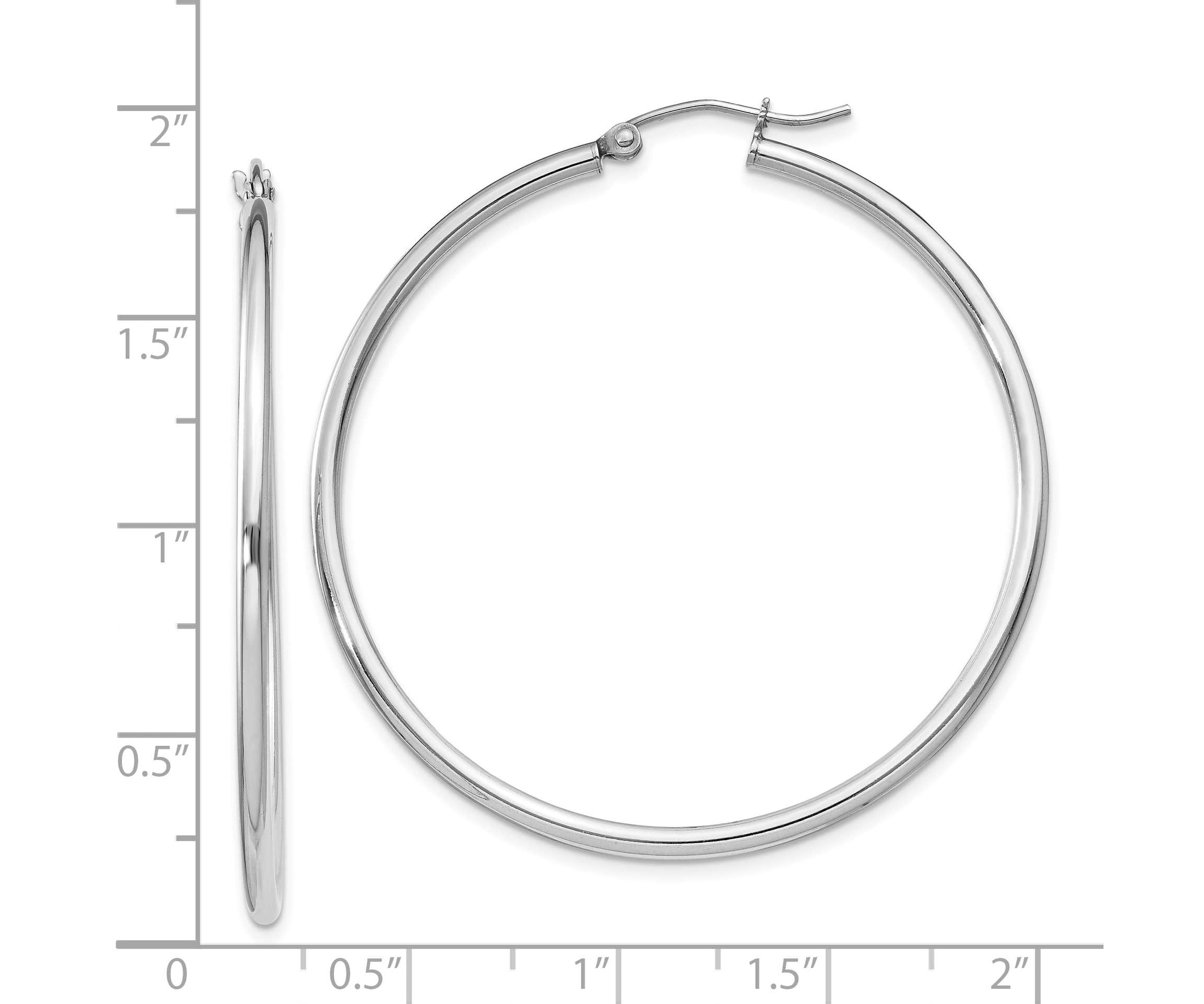 Sterling Silver Rhodium-plated 2mm Round Hoop Earrings
