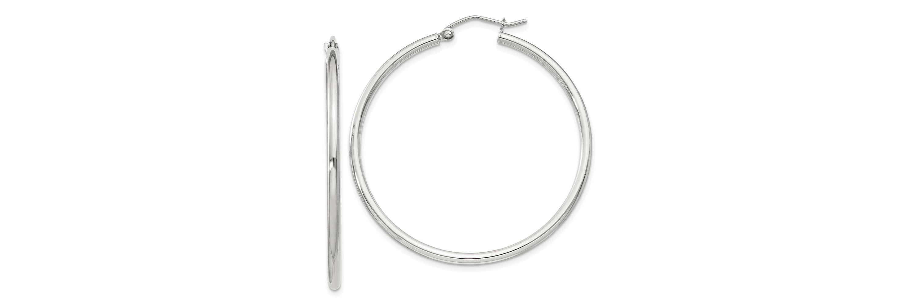 Sterling Silver 2mm Round Hoop Earrings
