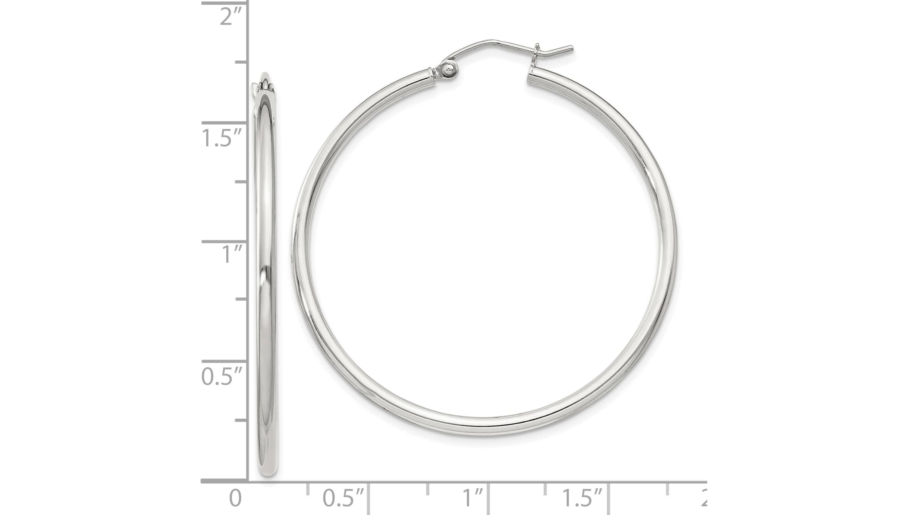 Sterling Silver 2mm Round Hoop Earrings