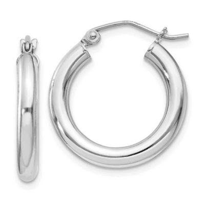 Belk & Co Sterling Silver Rhodium-plated 3mm Round Hoop Earrings, White