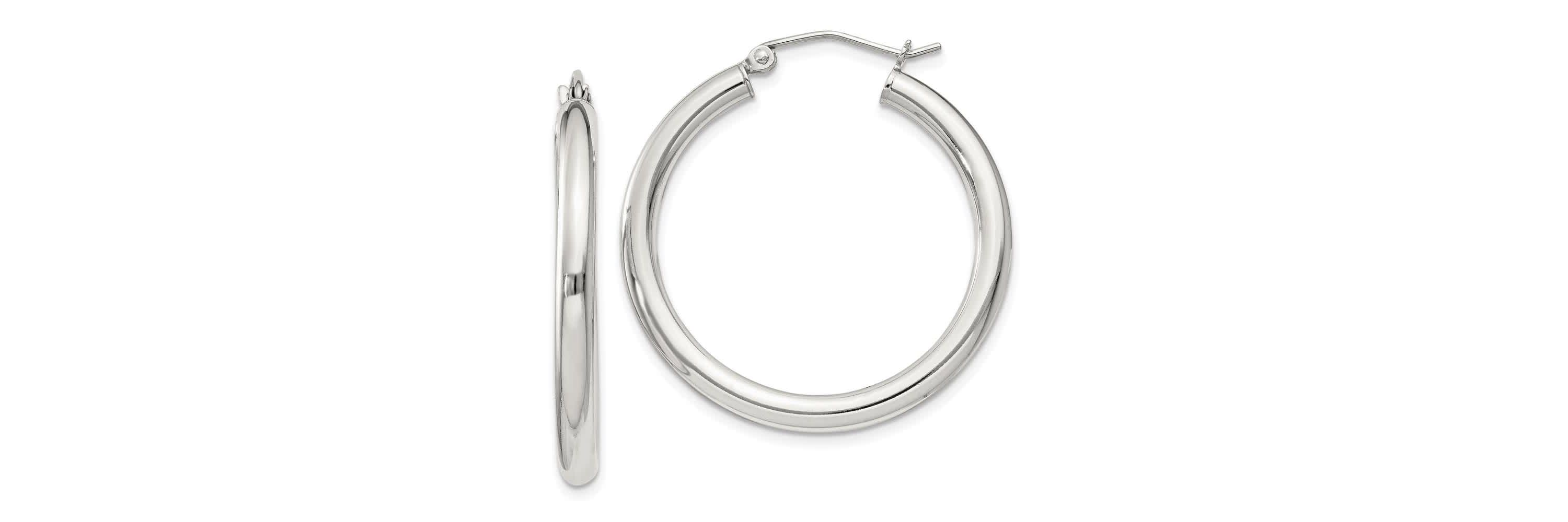 Sterling Silver 3mm Round Hoop Earrings