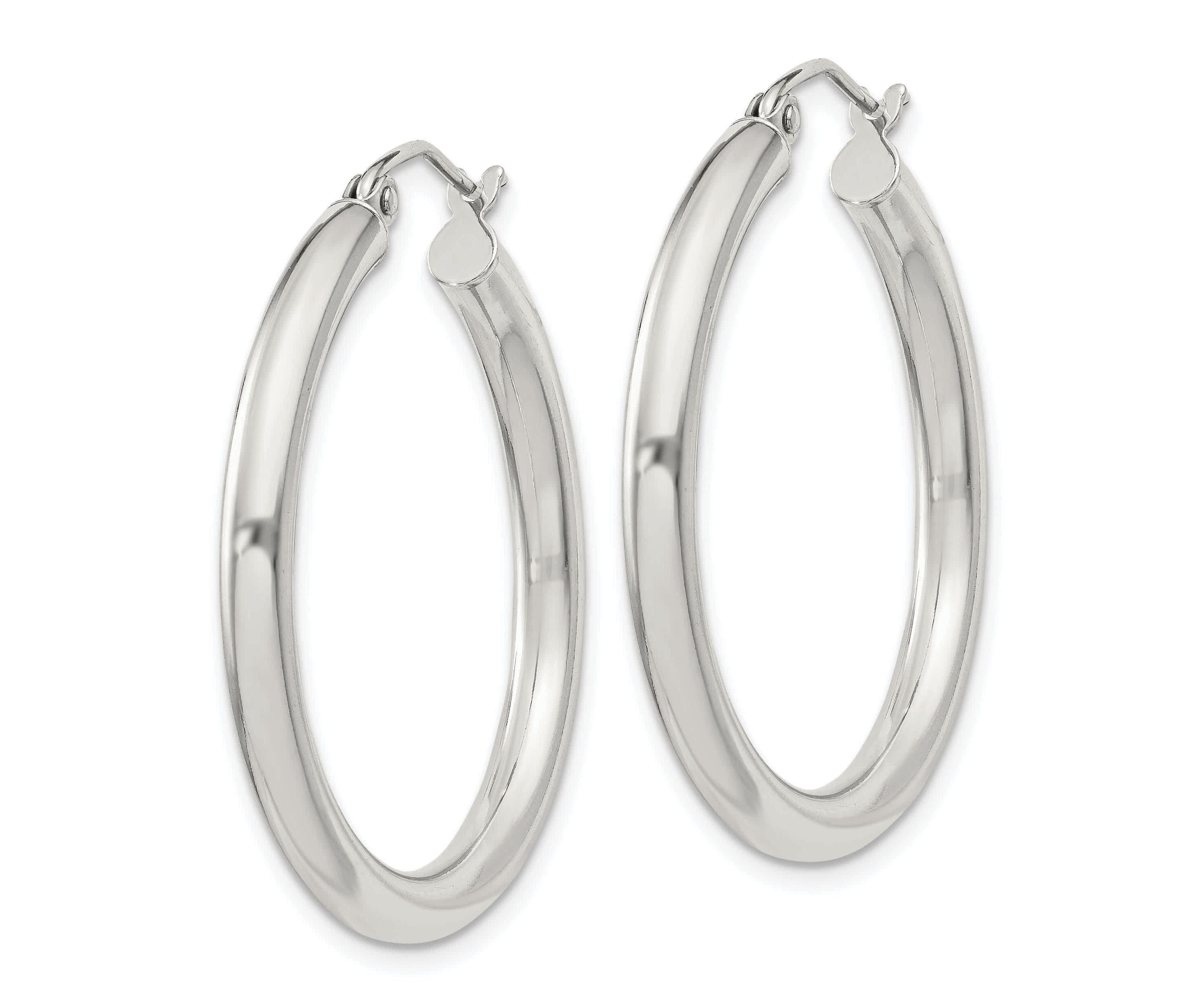 Sterling Silver 3mm Round Hoop Earrings