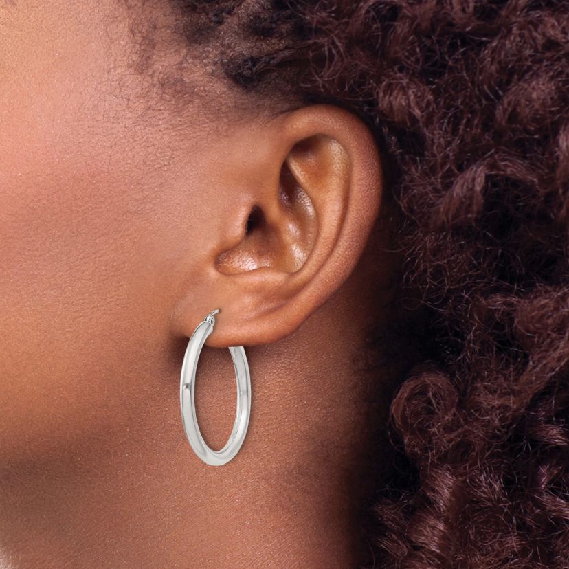 Sterling Silver 3mm Round Hoop Earrings