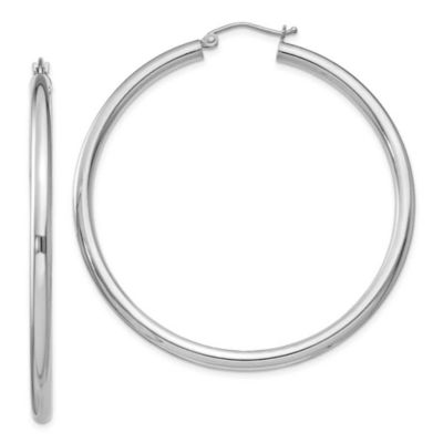 Belk & Co Sterling Silver Rhodium-plated 3mm Round Hoop Earrings, White