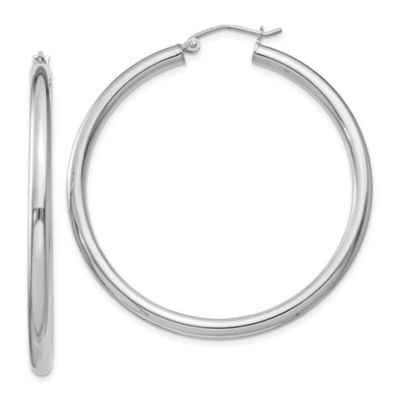 Belk & Co Sterling Silver Rhodium-plated 3mm Round Hoop Earrings, White