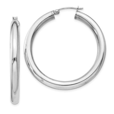 Belk & Co Sterling Silver Rhodium-plated 4mm Round Hoop Earrings