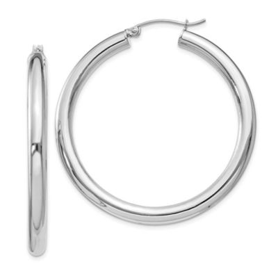 Belk & Co Sterling Silver Rhodium-plated 4mm Round Hoop Earrings, White