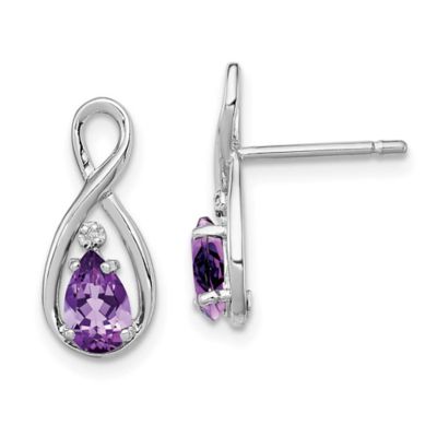 Belk & Co 3/4 ct. t.w. Amethyst and Diamond Accent Post Earrings in Rhodium-plated Sterling Silver, Purple