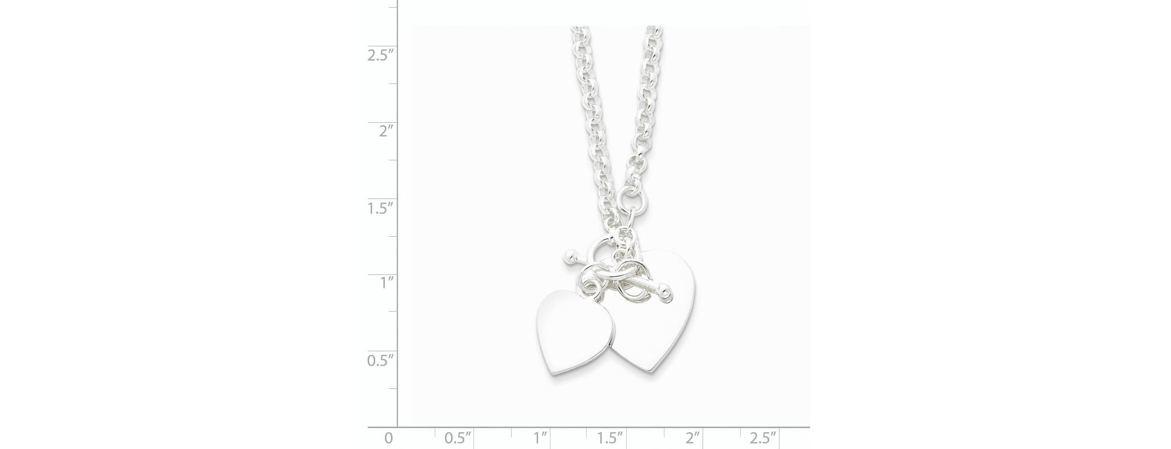Sterling Silver Double Heart Toggle Necklace