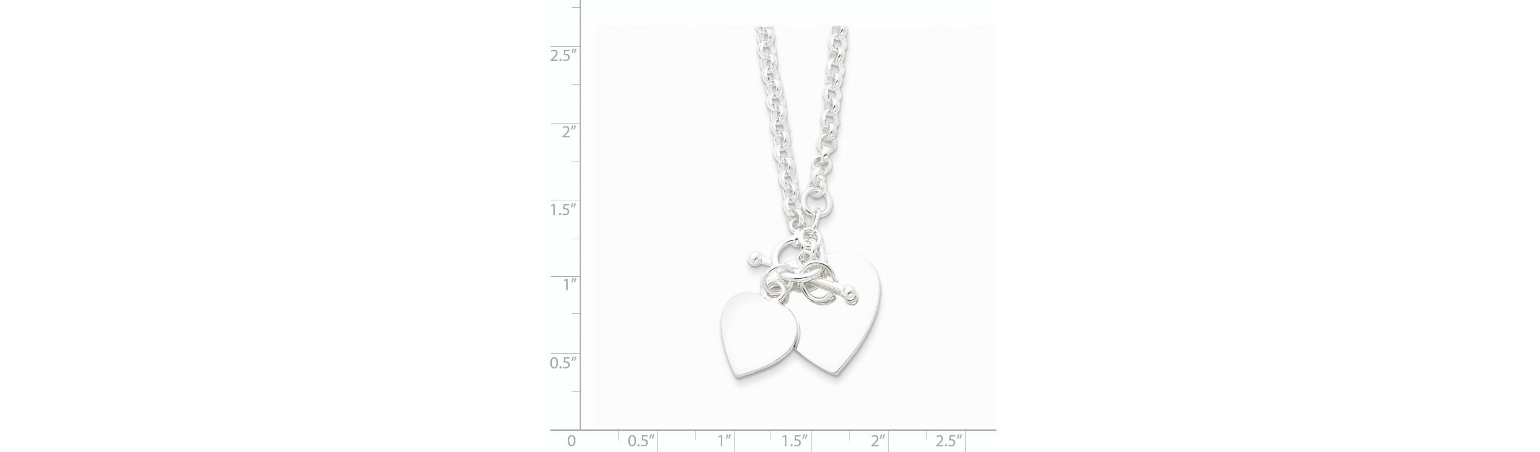 Sterling Silver Double Heart Toggle Necklace