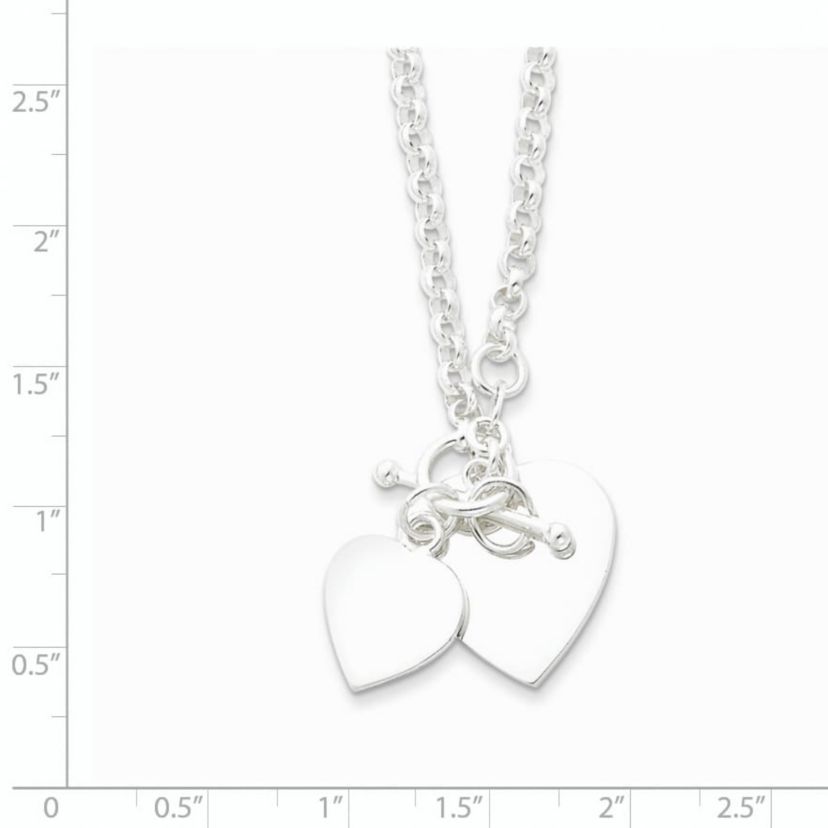 Sterling Silver Double Heart Toggle Necklace