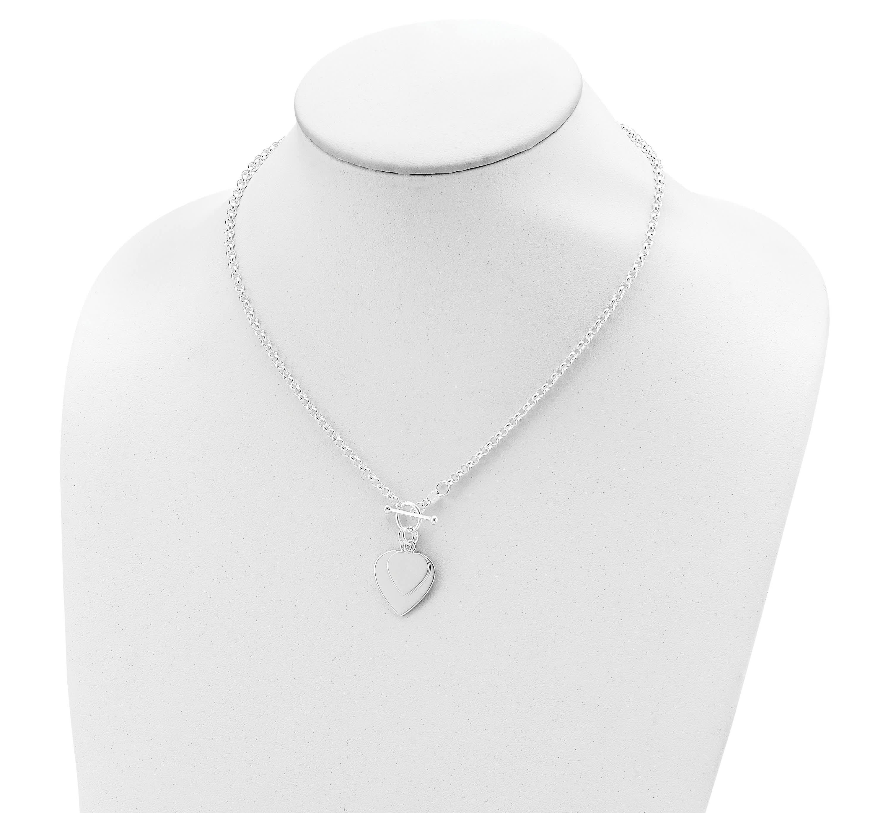 Sterling Silver Double Heart Toggle Necklace