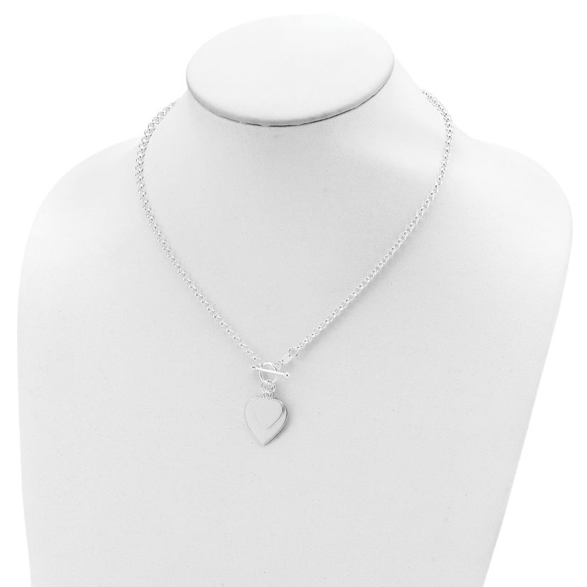 Sterling Silver Double Heart Toggle Necklace