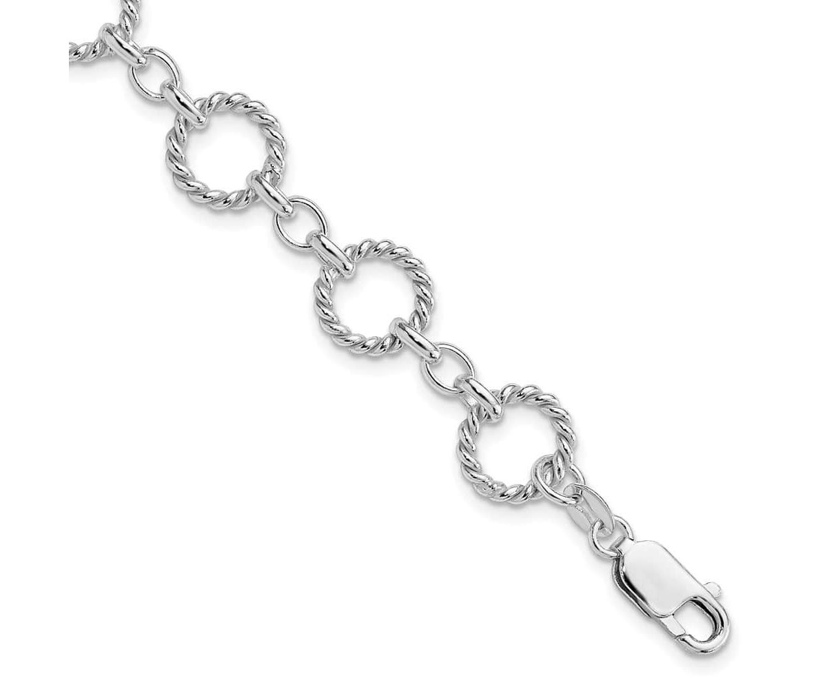 Sterling Silver Twist Circle Link Bracelet