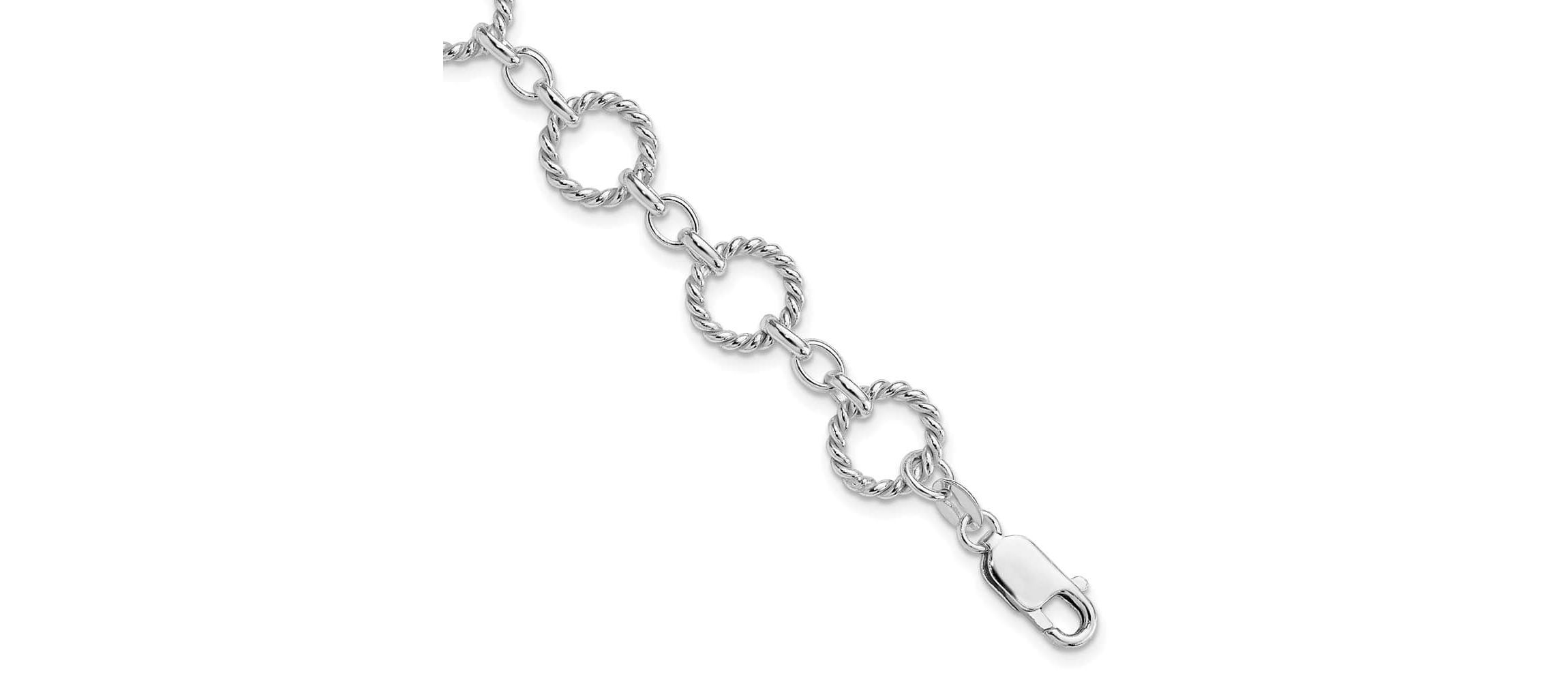 Sterling Silver Twist Circle Link Bracelet