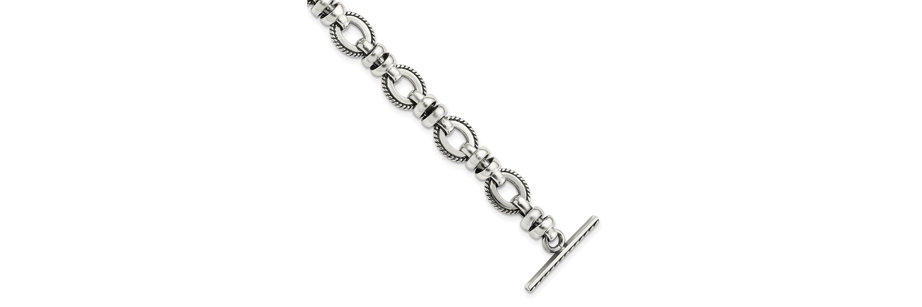 Sterling Silver Antiqued Fancy Link Bracelet