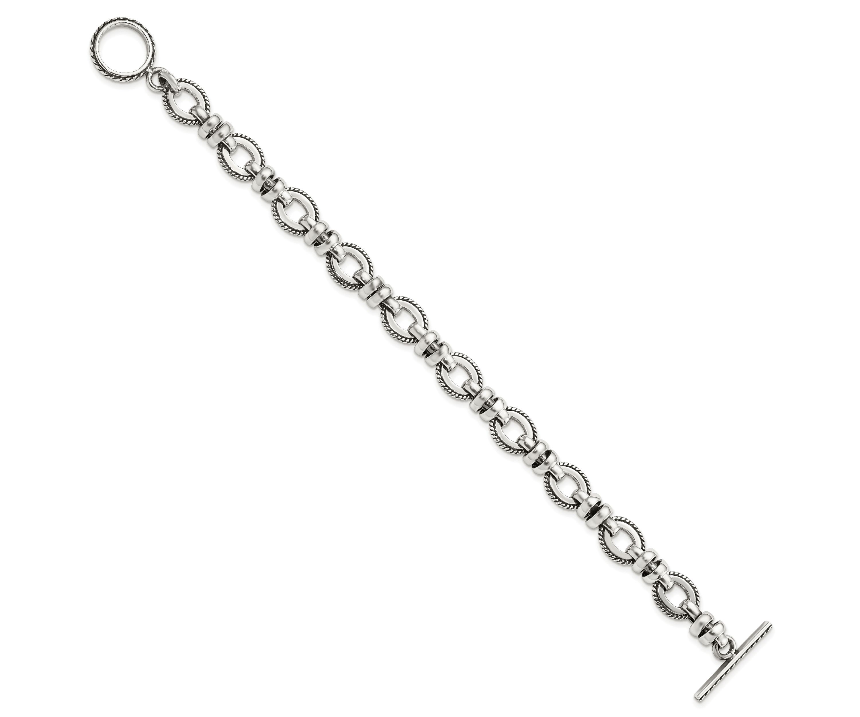 Sterling Silver Antiqued Fancy Link Bracelet