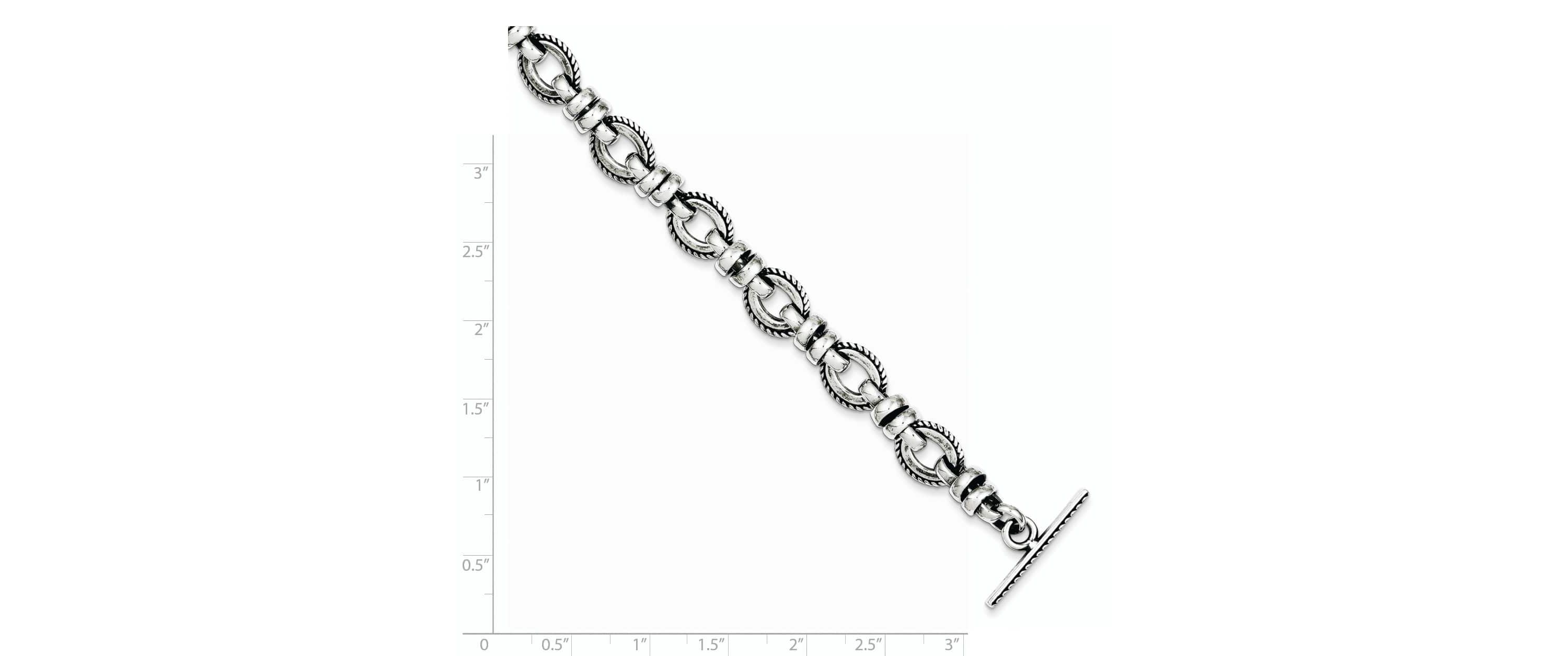 Sterling Silver Antiqued Fancy Link Bracelet