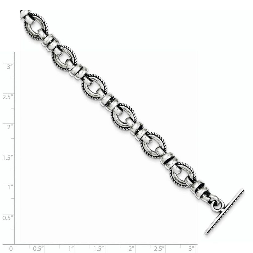 Sterling Silver Antiqued Fancy Link Bracelet