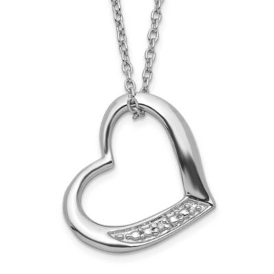 Belk & Co Sterling Silver Rhodium-plated Heart with Diamond Accent Necklace, White