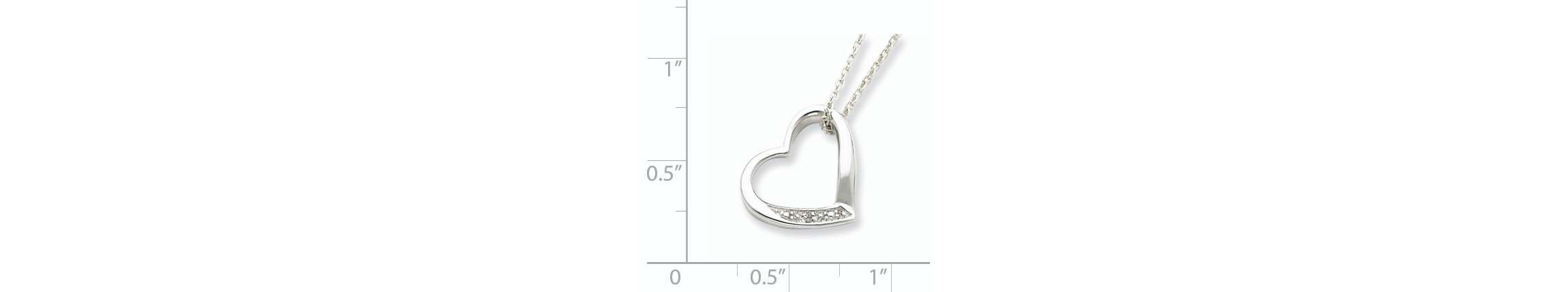 Sterling Silver Rhodium-plated Heart with Diamond Accent Necklace