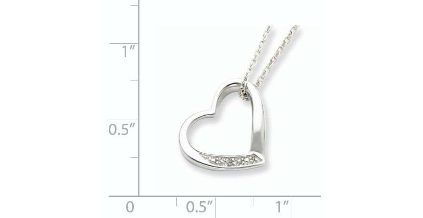 Sterling Silver Rhodium-plated Heart with Diamond Accent Necklace